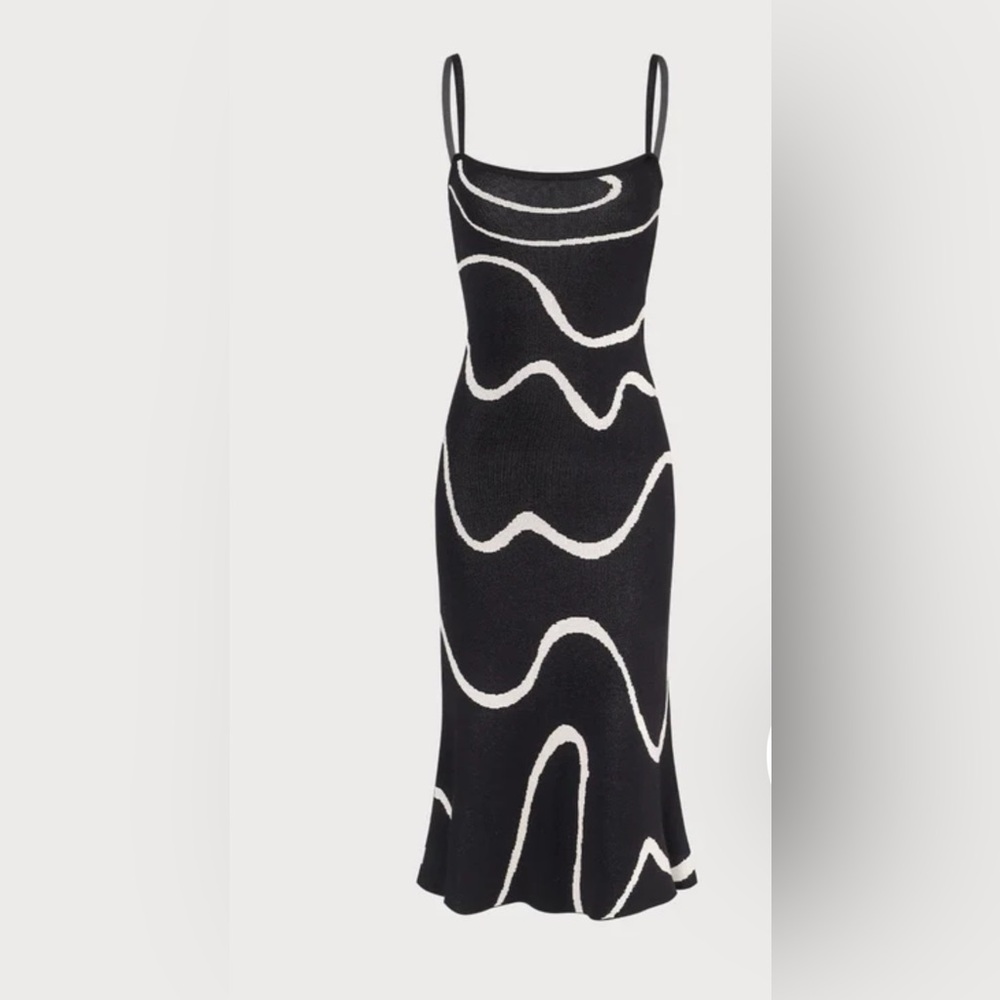 RIHOAS Black and Cream Midi Dress - Picture 2 of 7